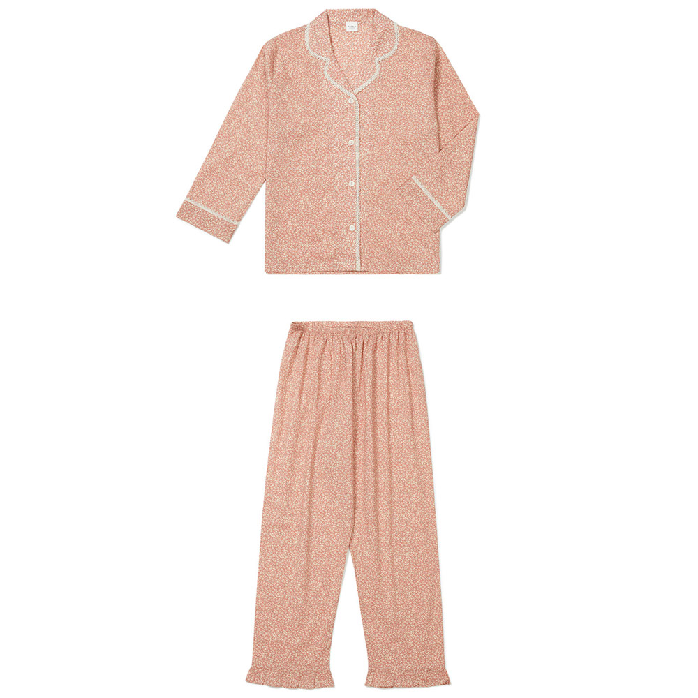 꽃무늬잠옷 실비아 긴팔 면아사 홈웨어 편한 루즈핏 파자마 (셔츠형)